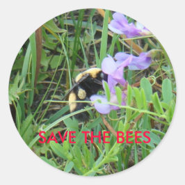 F2 Biet på lila vildblomma Runt Klistermärke