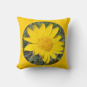 F34w Gul Vildblomma Sneezeweed Kudde