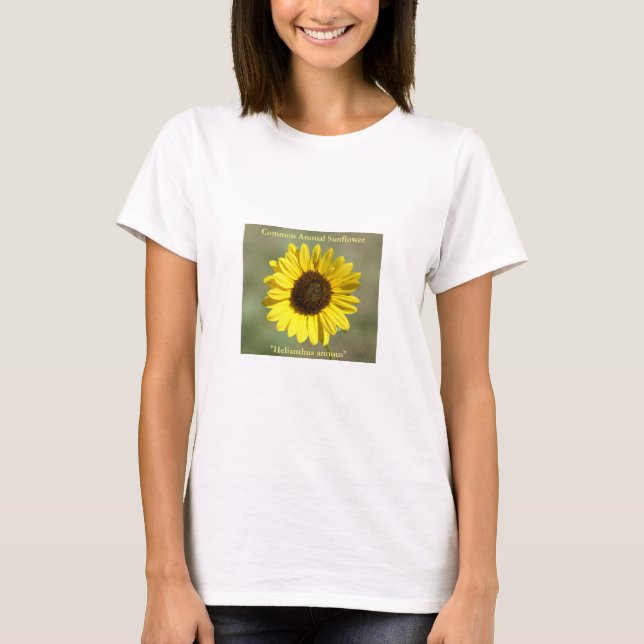F47 Gul vildblomma Vanlig ettårig solros T Shirt (Framsida)