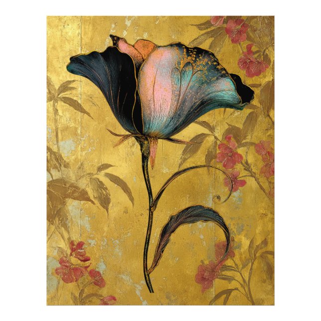 *~* F4  Elegant Flower Gold  Vintage 23 Fototryck (Framsidan)