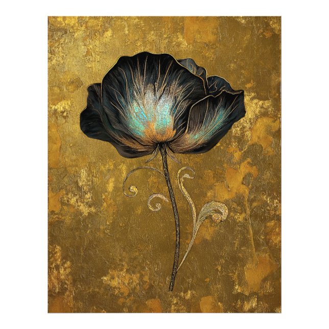 *~* F4-Eleganten Flower Guld Vintage 14 Fototryck (Framsidan)