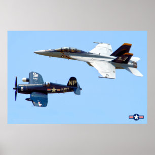 F4U CORSAIR och F/A-18F TOPPEN HORNET Poster
