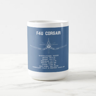 F4U CORSAIR STATS BLUEPRINT MUGG