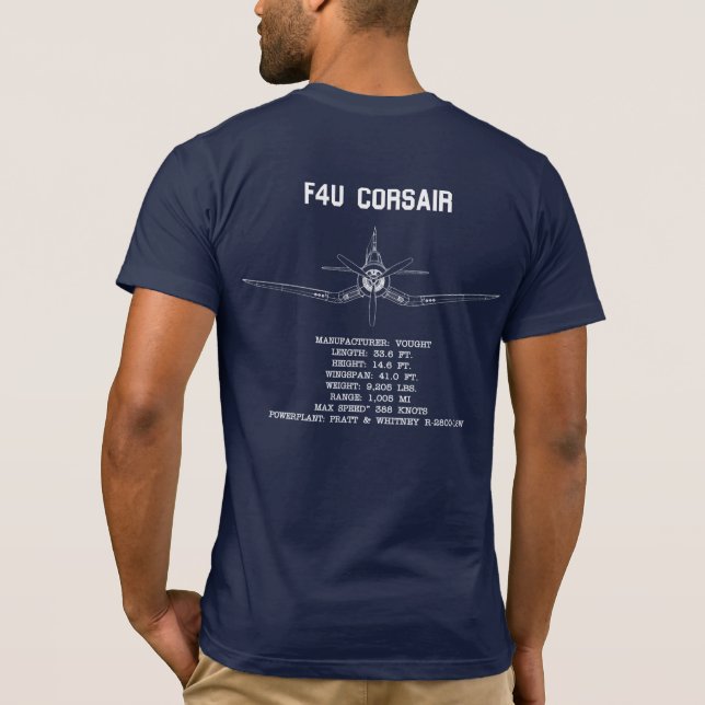 F4U CORSAIR STATS T-Shirt (Baksida)