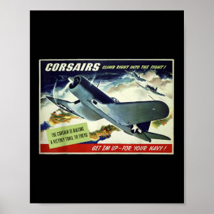 F4u Corsair Us Warplane Krig Propaganda Ww2 Poster