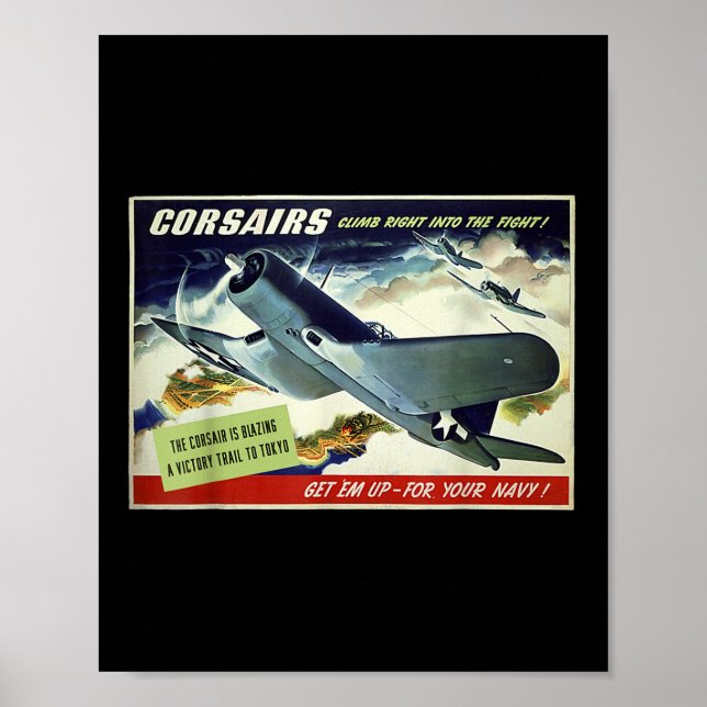 F4u Corsair Us Warplane Krig Propaganda Ww2 Poster (Framsidan)