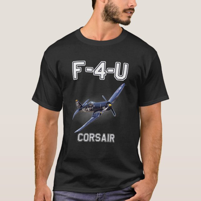 F4U Corsair Warbird WWWII-militärflygplan T Shirt (Framsida)