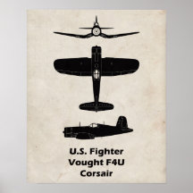 F4U Corsair WWII Poster - Gift för piloter