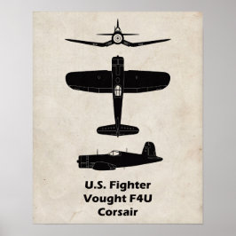 F4U Corsair WWII Poster - Gift för piloter