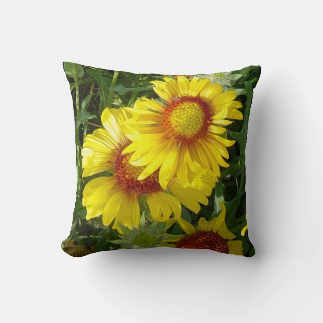F6 gula vildblommor Gaillardia Kudde (Framsida)