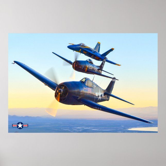 F6F HELLCAT, F8F BEARCAT och F/A-18C HORNET Poster (Framsidan)