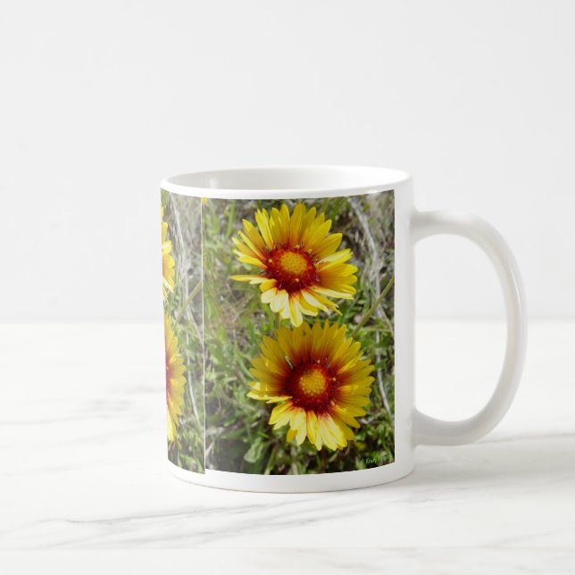 F8 Gul Vild Blomma Gaillardia Kaffemugg (Höger)
