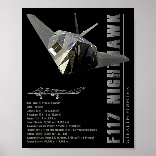 F-117 Nighthawk Stealth Fighter-specifikation  Poster (Framsidan)