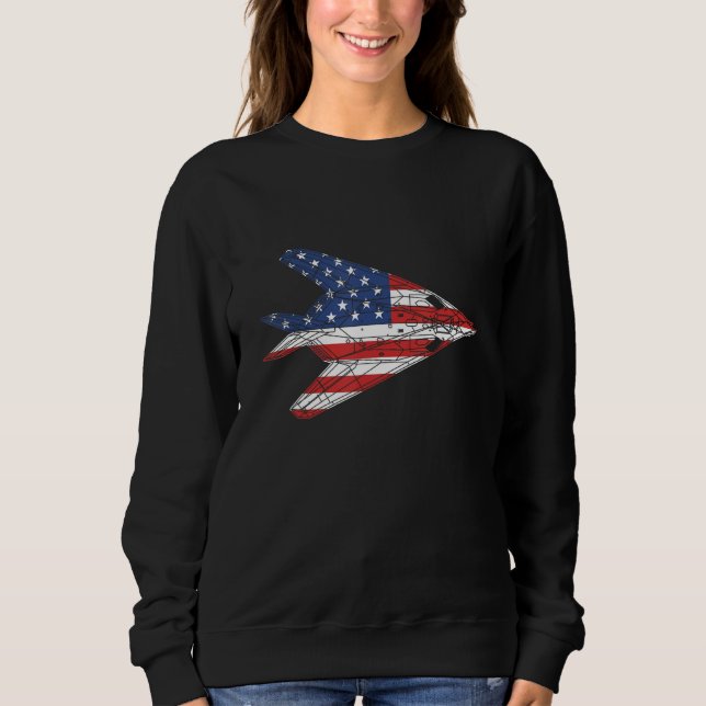 F-117 Stealth Nighthawk Aircraft American Flagga F T Shirt (Framsida)