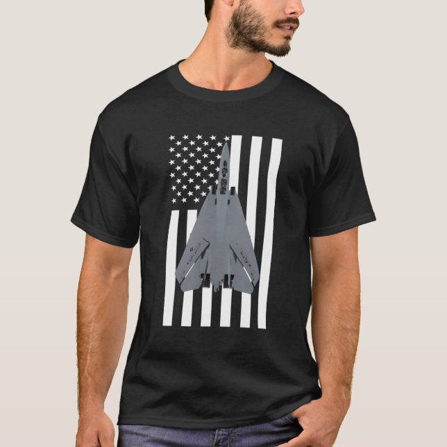 F-14 F14 Tomcat Flygplan US Flagga Flygplan Pilot T Shirt (Framsida)