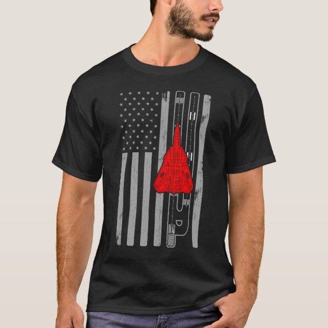 F-14 Tomcat Fighter Jet American Flagga Runway F14 T Shirt (Framsida)