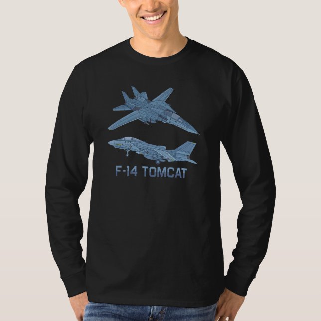 F 14 Tomcat Jet Fighter Flygplan diagram T Shirt (Framsida)