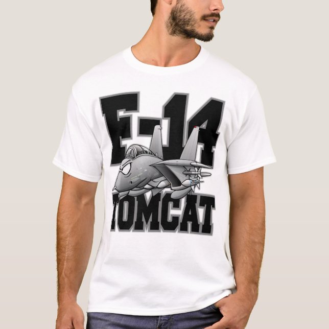 F-14 Tomcat Military Fighter Jet Aircraft Tecknad T Shirt (Framsida)