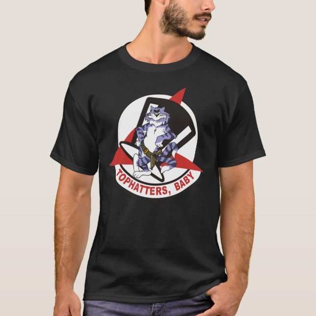 F-14 Tomcat VF-14 Tophatters   T Shirt (Framsida)