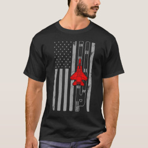 F-15 Eagle Fighter Jet American Flagga Runway F15 T Shirt