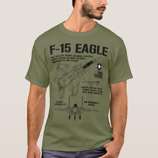 F-15 Eagle Fighter Jet Specs Military F15 Eagle T Shirt (Framsida)