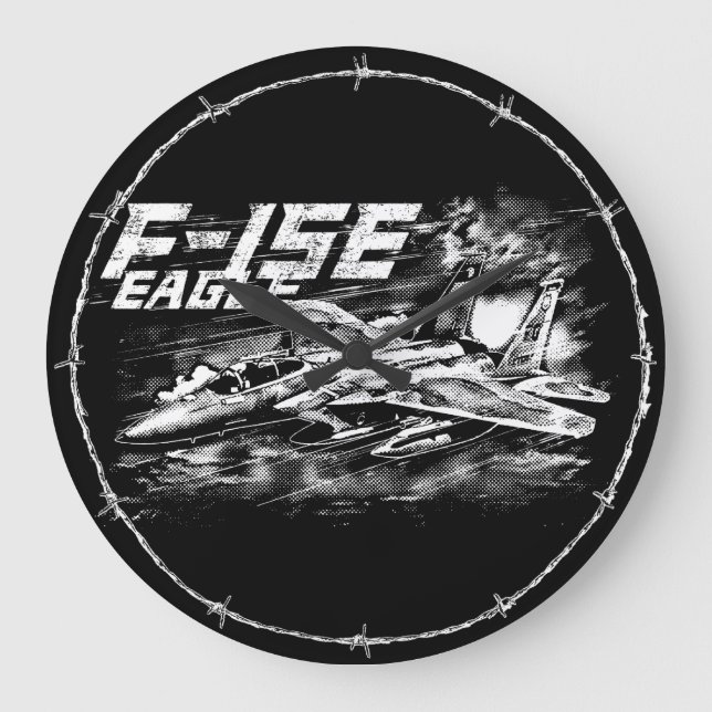 F-15 Eagle Round (Large) Wall Clock Stor Klocka (Framsida)