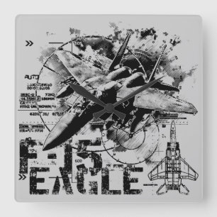 F-15 Eagle Square Wall Clock Fyrkantig Klocka