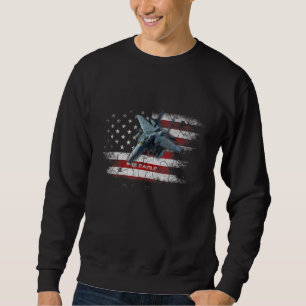 F-15 Flygplanspilot Eagle Jet Fighter Vintage Flag Lång Ärmad Tröja