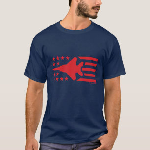 F-15 Strejka Eagle FighterJet Red Stars och stripe T Shirt