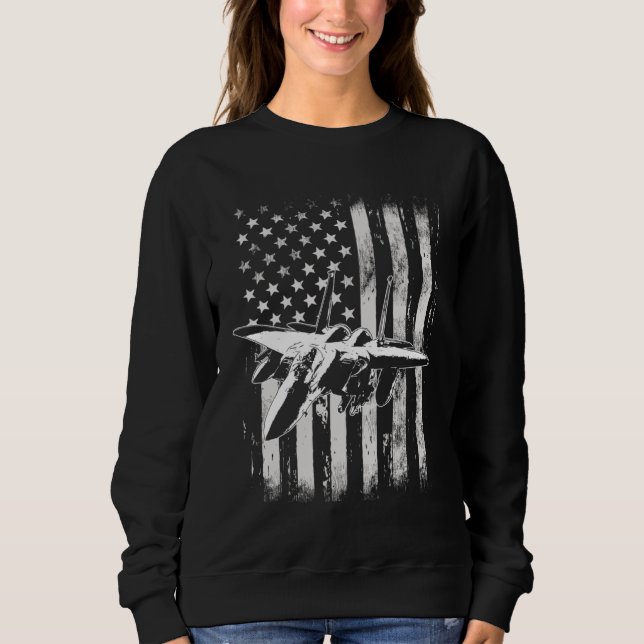 F 15 Striking Eagle Military Fighter Airplane Amer T Shirt (Framsida)