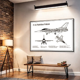 F-16 Bekämpning av Falcon - Flygplanets plan för b Fototryck