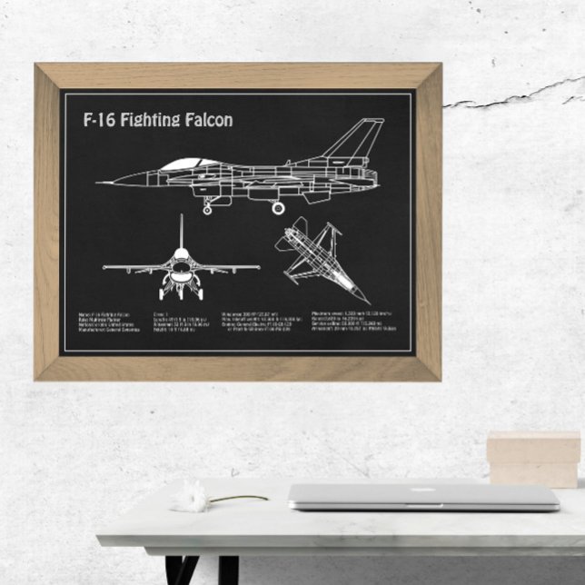 F-16 Bekämpning av Falcon - Flygplanets plan för b Fototryck (Skapare uppladdad)