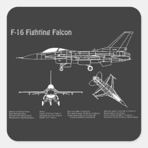 F-16 Bekämpning av Falcon - Flygplanets plan för b Fyrkantigt Klistermärke