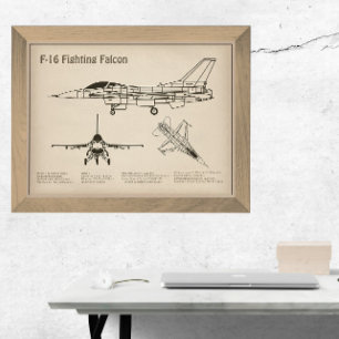 F-16 Bekämpning av Falcon - Flygplanets plan för b Poster