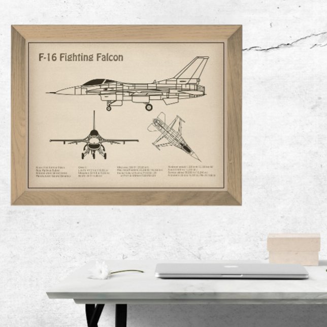 F-16 Bekämpning av Falcon - Flygplanets plan för b Poster (Skapare uppladdad)