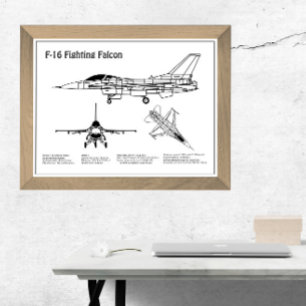 F-16 Bekämpning av Falcon - Flygplanets plan för b Poster