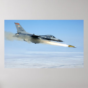 F-16 Bränner en Maverick Missile Poster