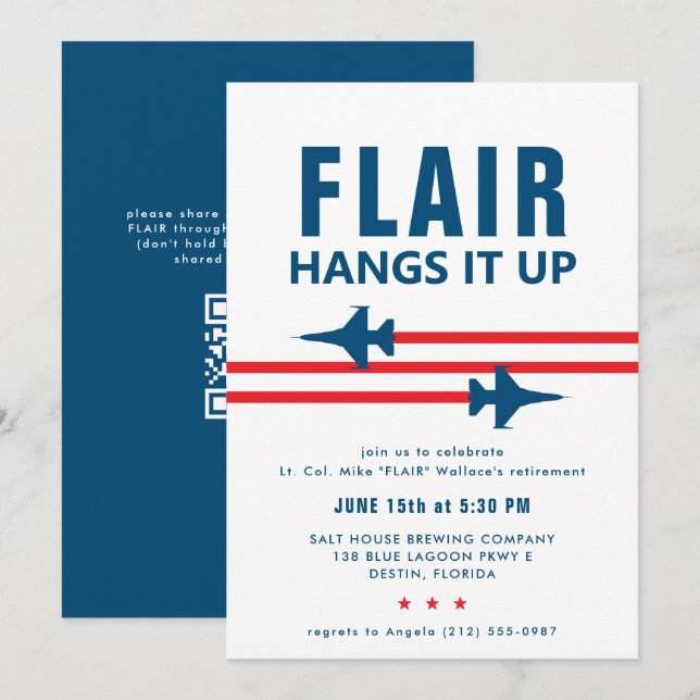 F-16 Fighter Jet-partiets inbjudan (Fram/baksida)