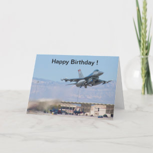F-16 för grattis på födelsedagenkort som tar av kort