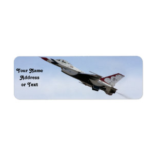 F-16 Thunderbird in flight Returadress Etikett