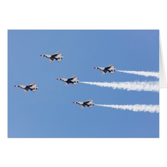 F-16 Thunderbirds flygande i femkortsformation Hälsningskort (Framsidan Horizontal)