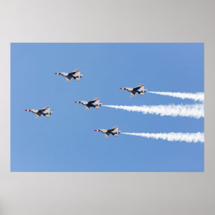 F-16 Thunderbirds flygande i femkortsformation Poster