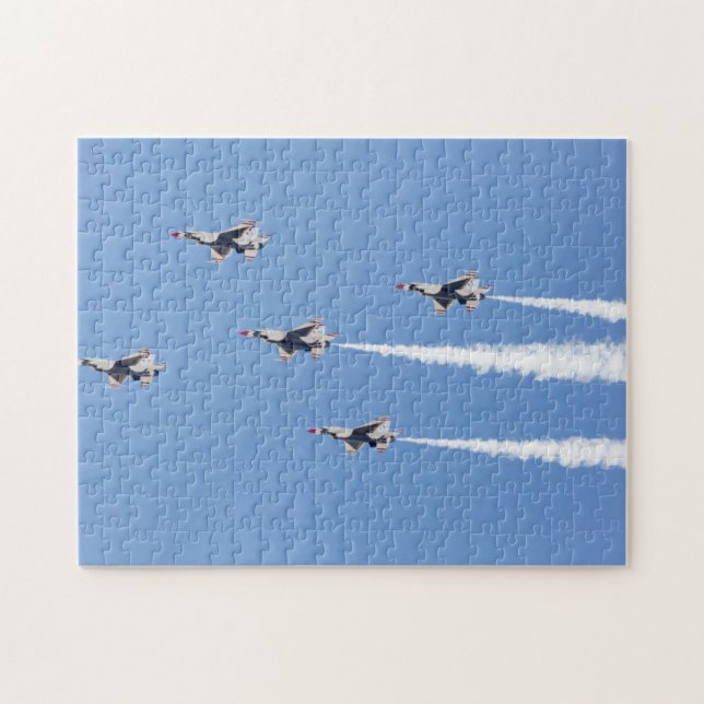 F-16 Thunderbirds flygande i femkortsformation Pussel (Horisontell)
