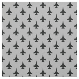 F-16 Viper Fighter Jet Black på Grått Tyg
