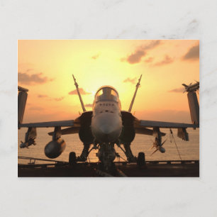 F-18 Hornet till sjöss ombord på amerikanska hanga Vykort