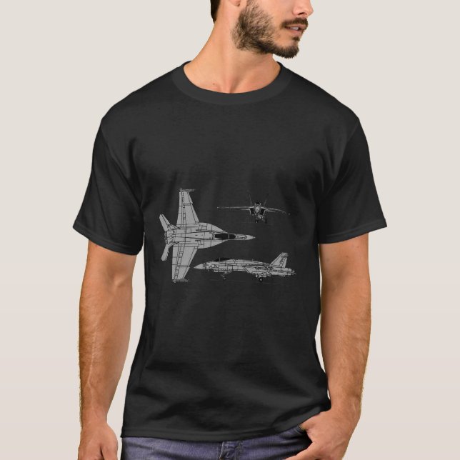 F-18 Toppen Hornet American Aircraft T Shirt (Framsida)