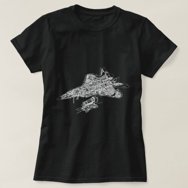 F-22: Bandavtryck av snabbinsatsflygplan i Luft T Shirt (Design framsida)