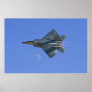 F-22 Höghastighetspass för Raptor över Måne Poster