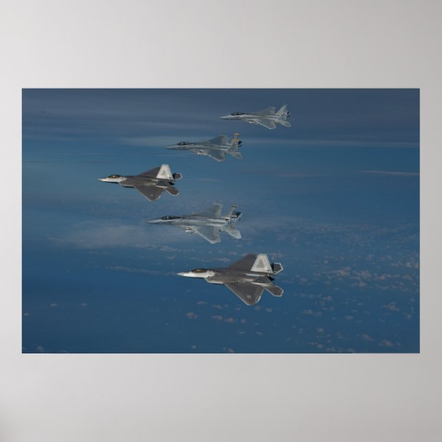 F-22 Rapktorer och F-15 Eagles Poster (Framsidan)