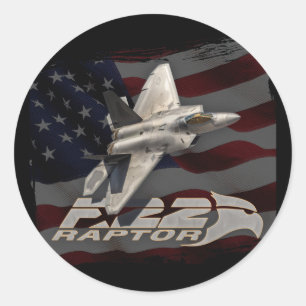 F-22 Raptor American Flagga Runt Klistermärke